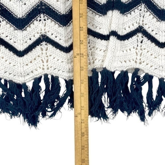 Chico's Open Front Cardigan Vest Women 1 Black White Knit Crochet Tassel Sweater - Picture 9 of 11